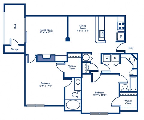 a floor plan of a two bedroom apartment with a den and a bathroom